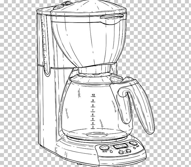 Coffeemaker Cafe Drawing PNG, Clipart, Artwork, Black And White, Brewed Coffee, Cafe, Chemex Coffeemaker Free PNG Download