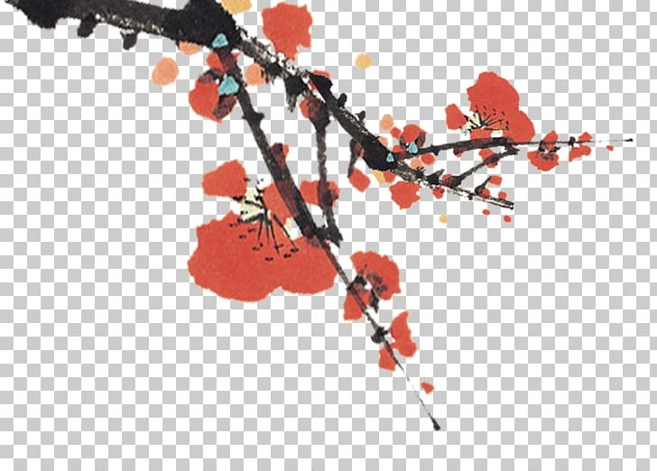 Ink Wash Painting Plum Blossom PNG, Clipart, Art, Branch, Cherry Blossom, Color Ink, Color Ink Splash Free PNG Download