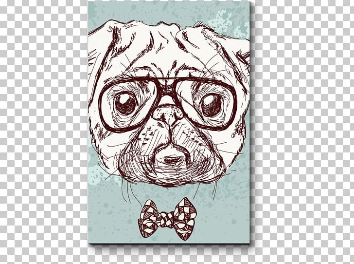 Pug Puppy Hipster Drawing PNG, Clipart, Animals, Carnivoran, Cartoon, Dog, Dog Breed Free PNG Download