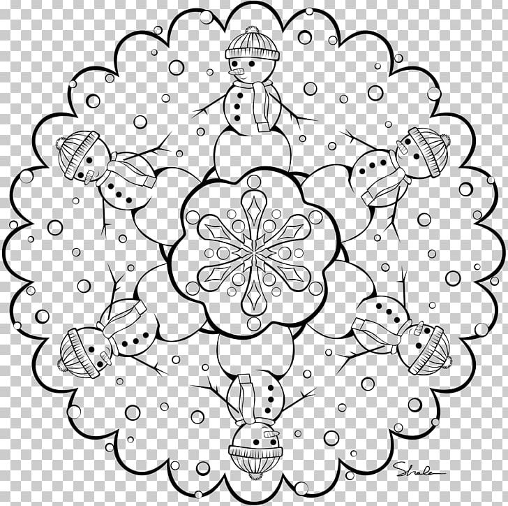 Mandala Coloring Book Snowman Child Olaf PNG, Clipart, Adult, Area, Black, Child, Circle Free PNG Download