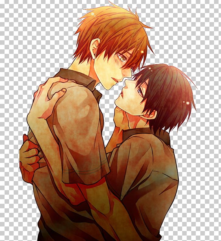 Haruka Nanase Fan Fiction Kiss Love Yaoi PNG, Clipart, Anime, Arm, Brown Hair, Cg Artwork, Character Free PNG Download