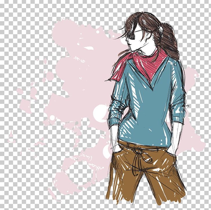 Fashion Drawing Girl Sketch PNG, Clipart, Anime, Art, Black Hair, Brown Hair, Clothing Free PNG Download