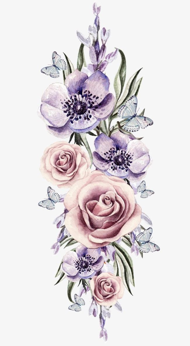 Watercolor Flowers PNG, Clipart, Beautiful, Beautiful Flower Cluster, Cartoon, Cartoon Flower, Cluster Free PNG Download