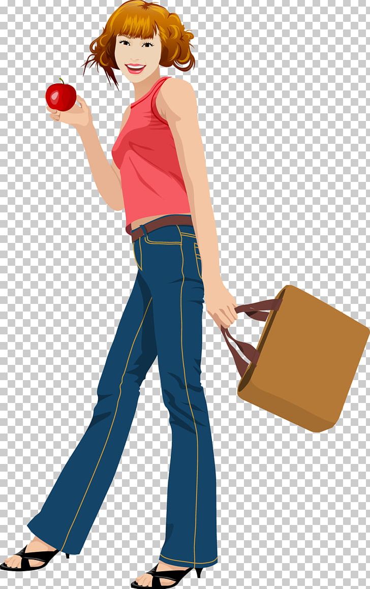 Apple Illustration PNG, Clipart, Bags, Bijin, Cartoon, Creative Beauty, Girl Free PNG Download