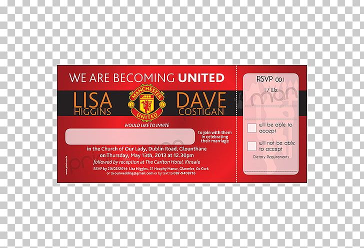 Manchester United F.C. Manchester United Under 23 Wedding Invitation Premier League Manchester United Ticket Office PNG, Clipart, Birthday, Brand, Football, Greeting Note Cards, Label Free PNG Download