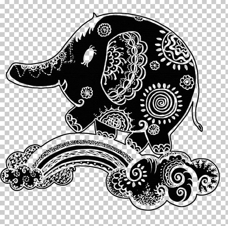 Black And White Visual Arts Graphic Design Elephant Illustration PNG, Clipart, Animals, Art, Black, Black And White, Black Background Free PNG Download