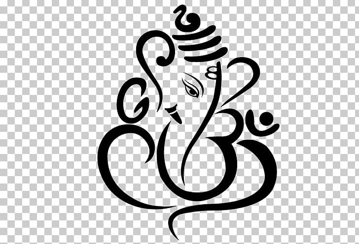 Ganesha Shiva Om Symbol Hinduism PNG, Clipart, Art, Artwork, Bhagavan, Black, Black And White Free PNG Download