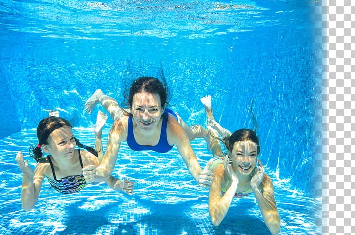 family swimming clipart