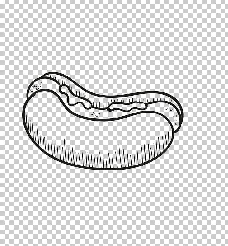 Hot Dog Hamburger Fast Food Bacon Roll Junk Food PNG, Clipart, Angle, Black, Black And White, Calorie, Cartoon Free PNG Download
