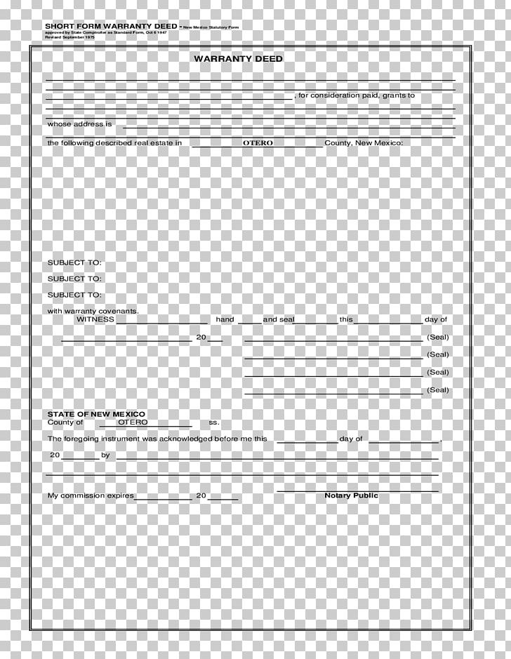 Warranty Deed Template Form PNG, Clipart, Angle, Area, Brand, Com, Deed Free PNG Download