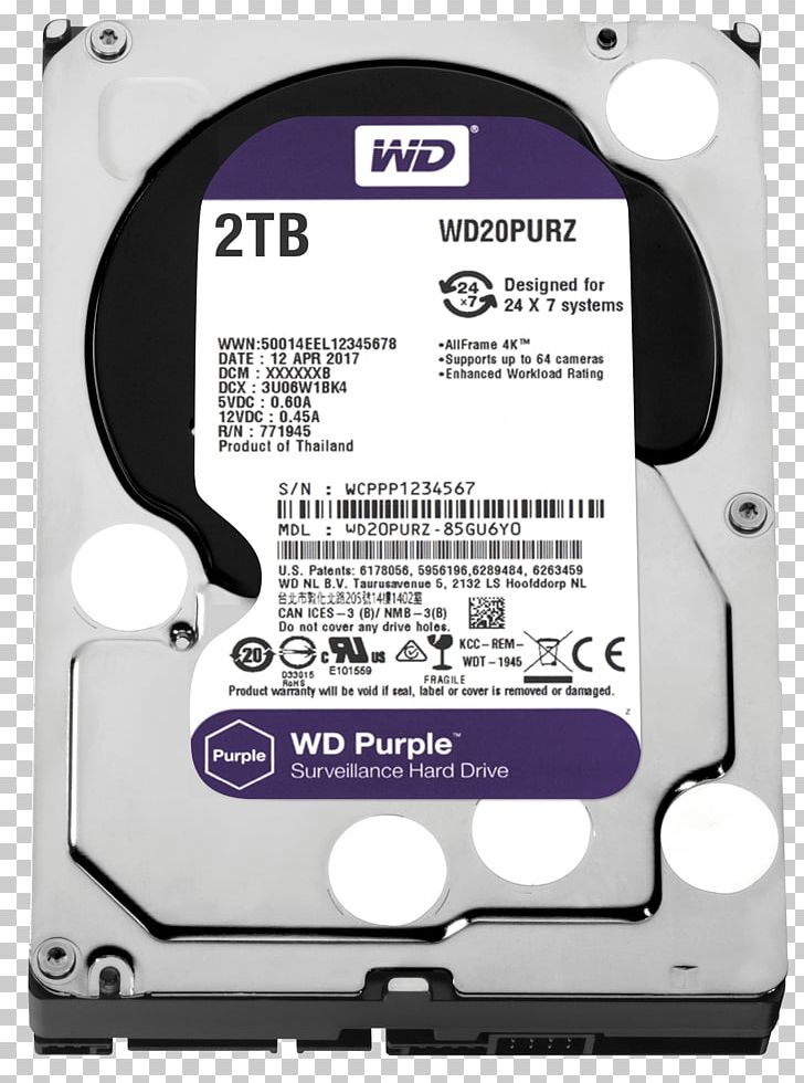 WD Purple SATA HDD Hard Drives WD Purple 3.5" Serial ATA Western Digital PNG, Clipart, Closedcircuit Television, Compute, Data Storage Device, Disk Storage, Electronic Device Free PNG Download