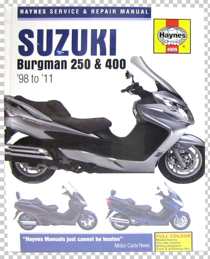 Suzuki Burgman 400 Scooter Haynes Manual PNG, Clipart, Auto, Automotive Design, Automotive Exterior, Maintenance, Mode Of Transport Free PNG Download