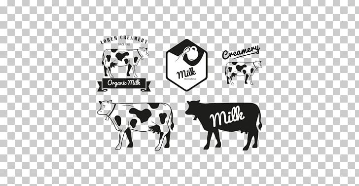 Milk Holstein Friesian Cattle Dairy Cattle Logo PNG, Clipart, Advertising, Black, Black And White, Brand, Cattle Free PNG Download