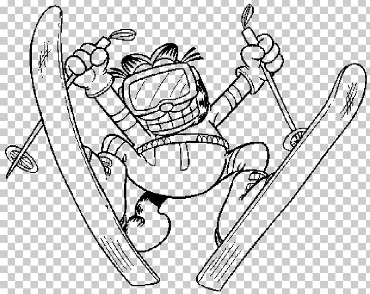 Garfield Modern Skiing Drawing Coloring Book PNG, Clipart, Angle, Arm, Artwork, Auto Part, Black And White Free PNG Download