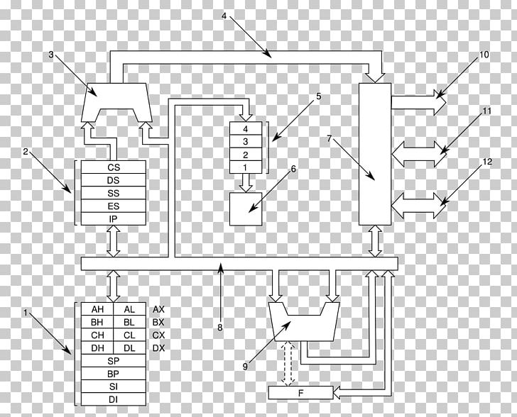Intel 8086 Intel 8088 Microprocessor Block Diagram PNG, Clipart, 16bit, Angle, Area, Bit, Black And White Free PNG Download