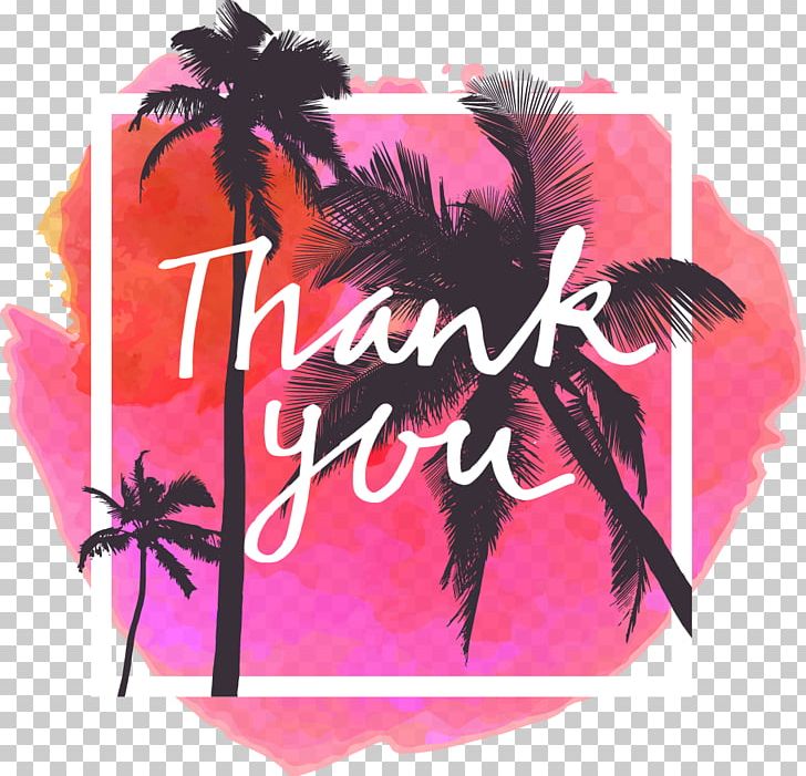 Thank You Pink Watercolor Background PNG, Clipart, Calligraphy, Coconut Tree, Decorative Patterns, Design, Flower Free PNG Download