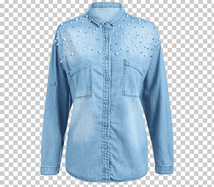 T-shirt Blouse Pocket Denim Jacket PNG, Clipart, Bead, Blouse, Blue, Bluza, Button Free PNG Download
