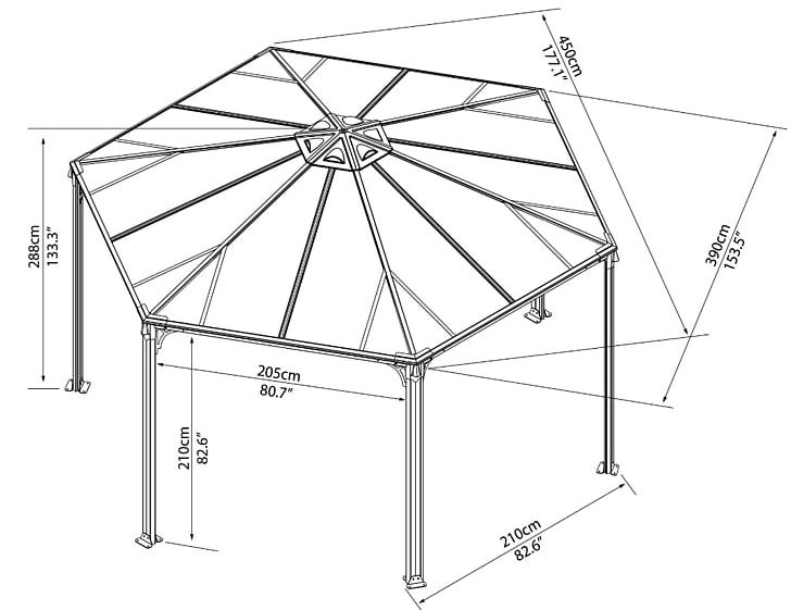 Gazebo Garden Gutters Roof Palram Industries (1990) PNG, Clipart, Aluminium, Angle, Area, Awning, Black And White Free PNG Download