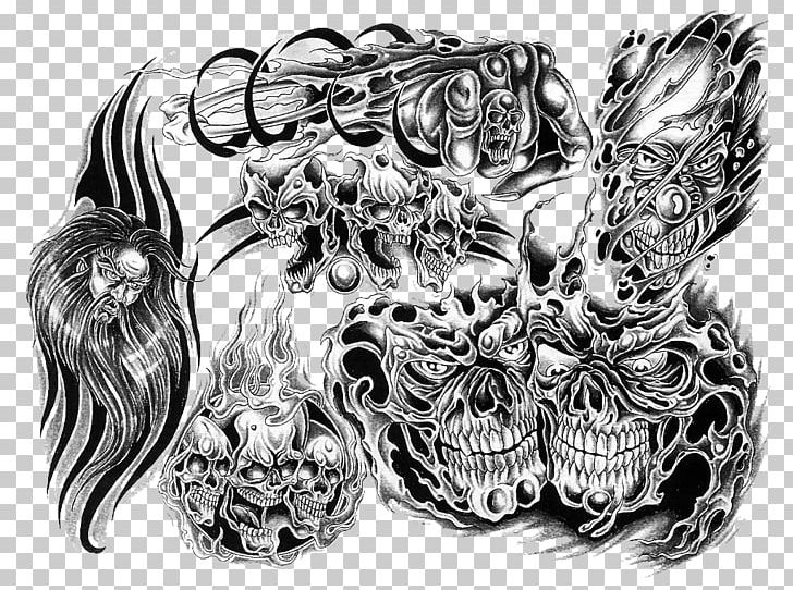 Sleeve Tattoo Flash Desktop PNG, Clipart, Automotive Design, Black And White, Bone, Color, Comic Free PNG Download