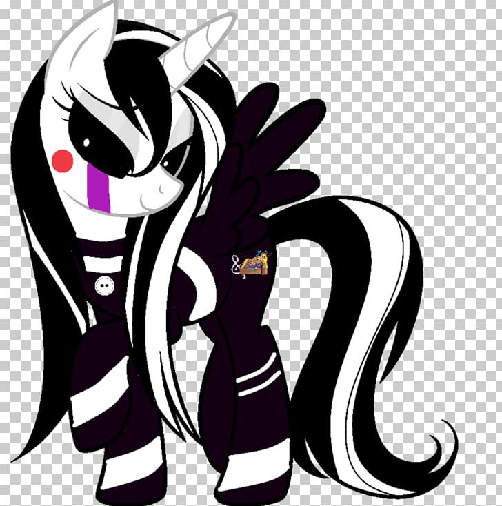 Pony Five Nights At Freddy's 2 Five Nights At Freddy's: Sister Location Marionette Winged Unicorn PNG, Clipart, Anime, Art, Black And White, Cartoon, Cat Like Mammal Free PNG Download