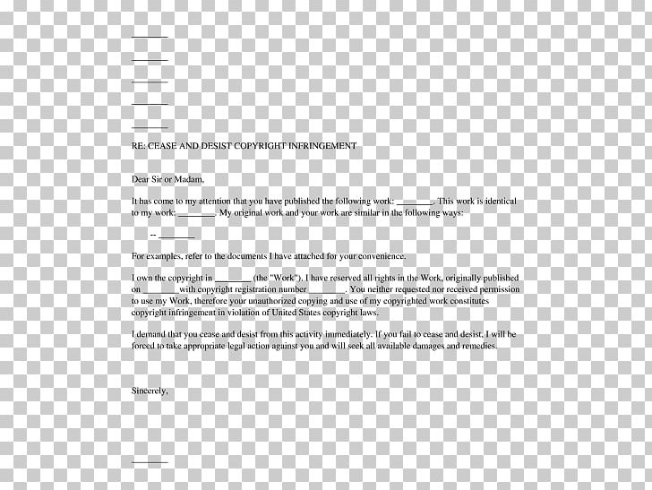 Cease And Desist Copyright Infringement Demand Letter Document PNG, Clipart, Brand, Business Letter, Cease And Desist, Copyright, Copyright Infringement Free PNG Download