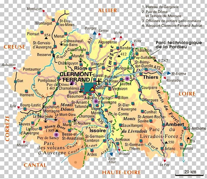 Clermont-Ferrand Puy De Dôme Le Puy-en-Velay Map Departments Of France PNG, Clipart, Area, Auvergne, Clermontferrand, Departments Of France, Ecoregion Free PNG Download