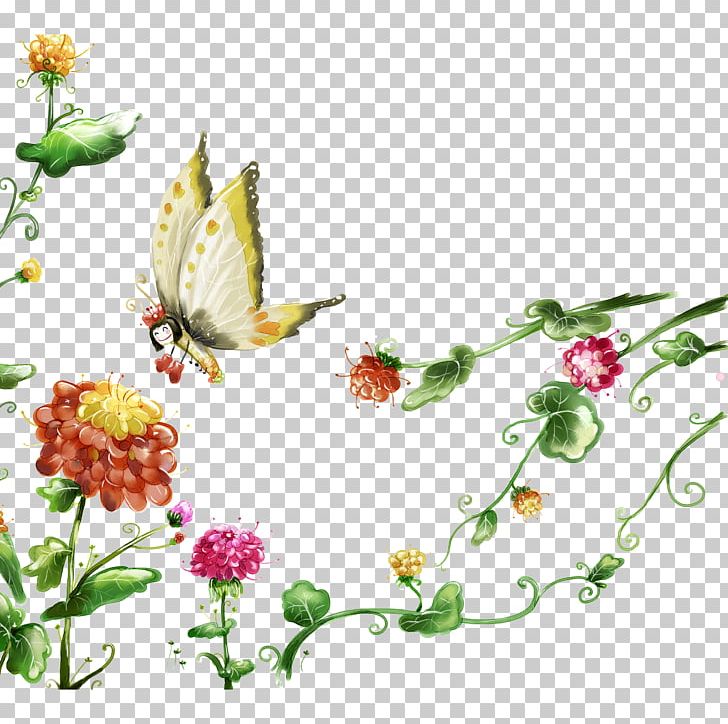 Butterfly Flower PNG, Clipart, Branch, Brush Footed Butterfly, Butterflies, Cartoon, Floral Design Free PNG Download