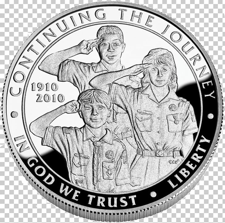 Dollar Coin Boy Scouts Of America Centennial Silver Dollar Commemorative Coin PNG, Clipart, Black And White, Boy Scouts Of America, Boy Scouts Of America Centennial, Circle, Coin Free PNG Download