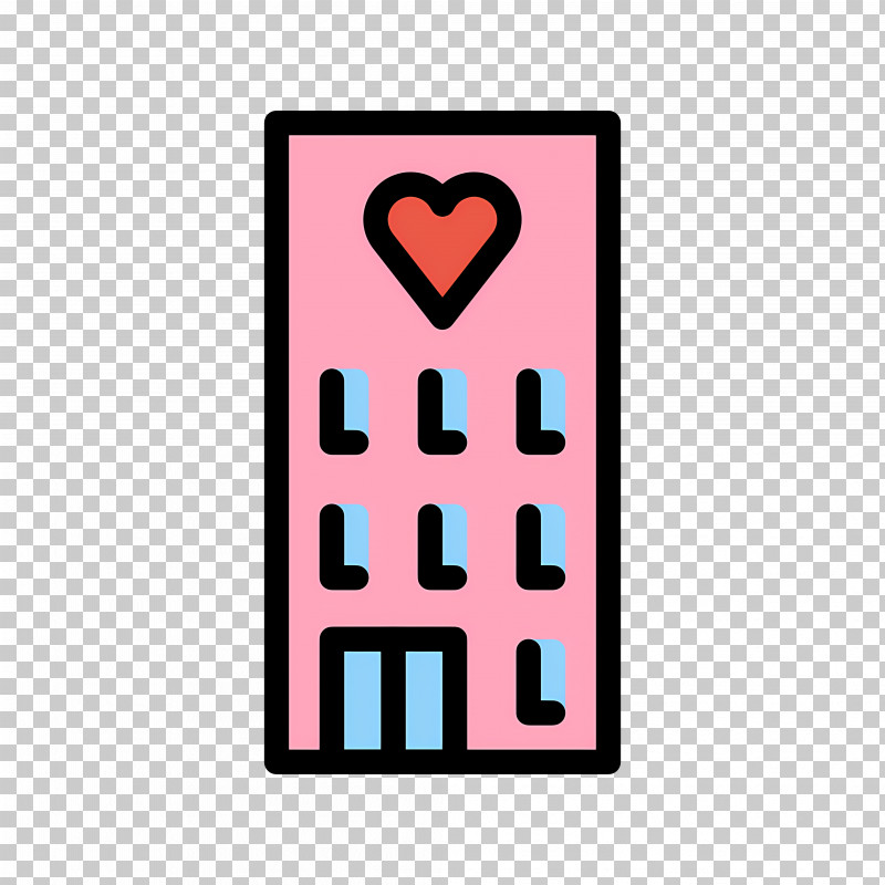 Love Hotel Emoji Pink Building With Heart Design PNG, Clipart