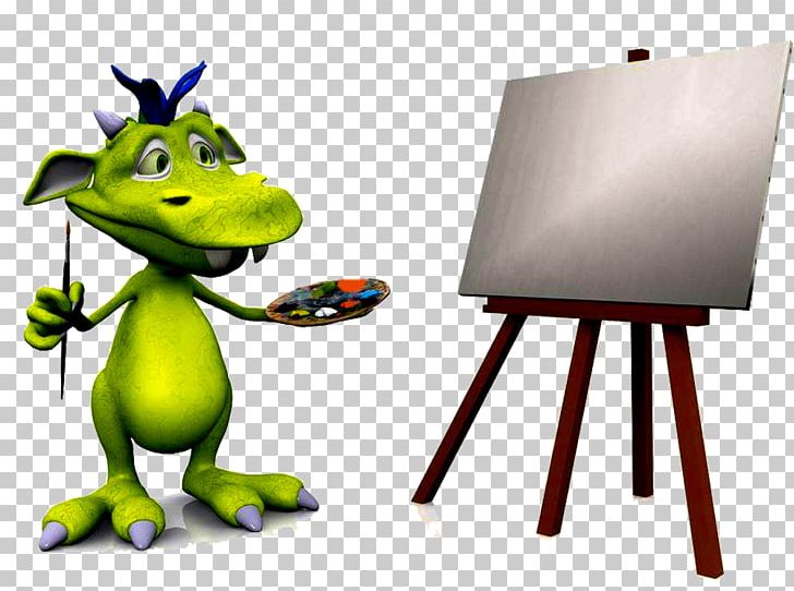 Oil Painting Cartoon Drawing Illustration PNG, Clipart, Amphibian, Artist, Background Green, Brush, Calf Free PNG Download