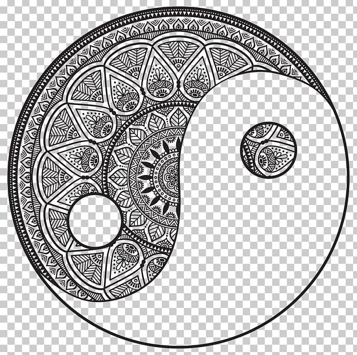 Mandala Coloring Book Drawing Yin And Yang Symbol PNG, Clipart, Adult, Area, Black And White, Book, Circle Free PNG Download
