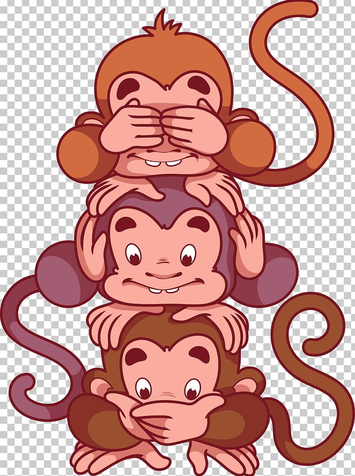 Three Wise Monkeys PNG, Clipart, Animals, Art, Cartoon, Fictional Character, Mammal Free PNG Download