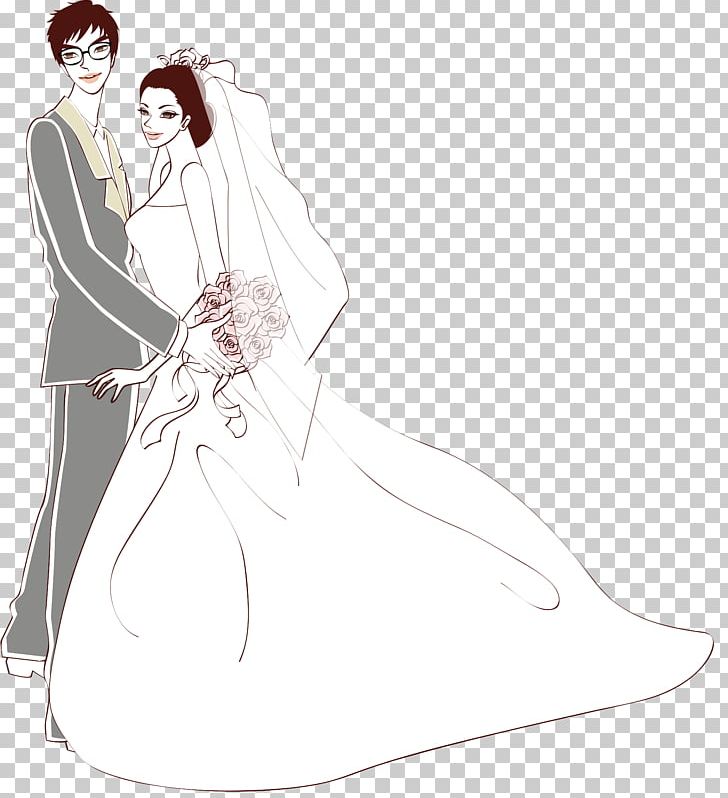 Bride Wedding Marriage PNG, Clipart, Arm, Art, Black And White, Boyfriend, Bride And Groom Free PNG Download