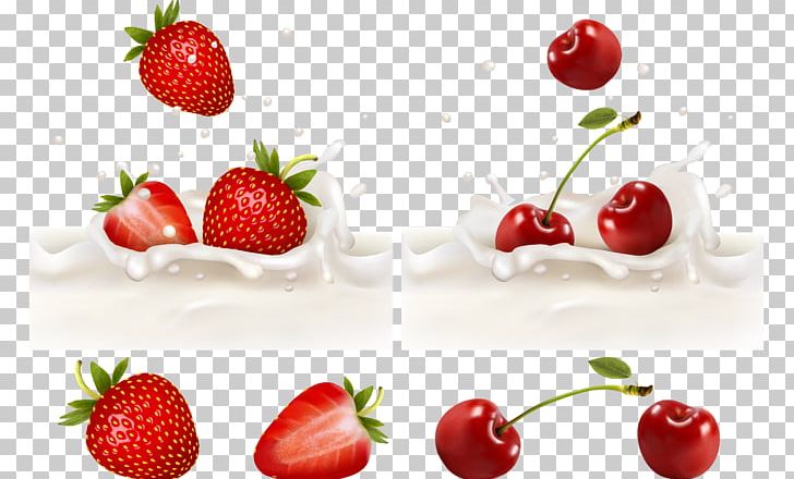 Milk Fruit Splash Strawberry PNG, Clipart, Berry, Cherry, Dessert, Diet Food, Drawing Free PNG Download