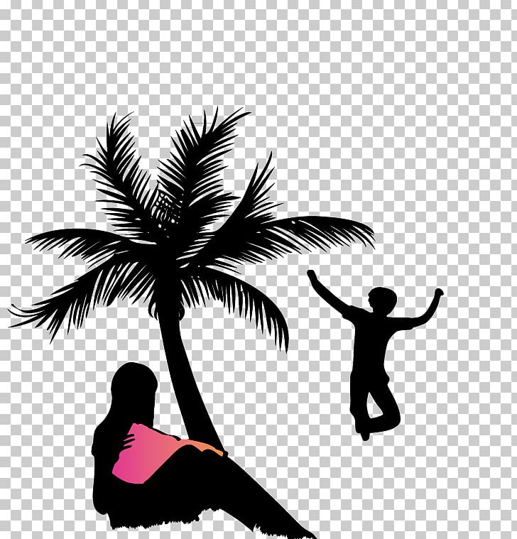 Silhouette Person PNG, Clipart, Art, Banana Tree, Beach, Beach Vector, Black And White Free PNG Download