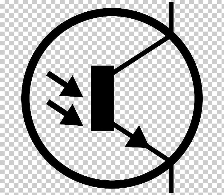 Phototransistor Electronic Symbol Electronic Circuit PNG, Clipart, Area, Bipolar Junction Transistor, Black And White, Brand, Circle Free PNG Download