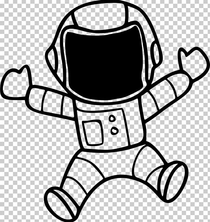 Cartoon Astronaut In Space Black And White