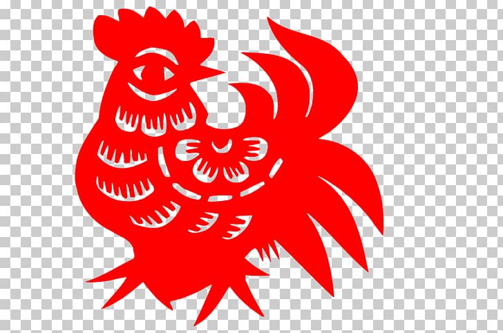 Chicken Rooster Chinese Zodiac Coq De Feu Chinese New Year PNG, Clipart, Animals, Bird, Black And White, Fictional Character, Flower Free PNG Download