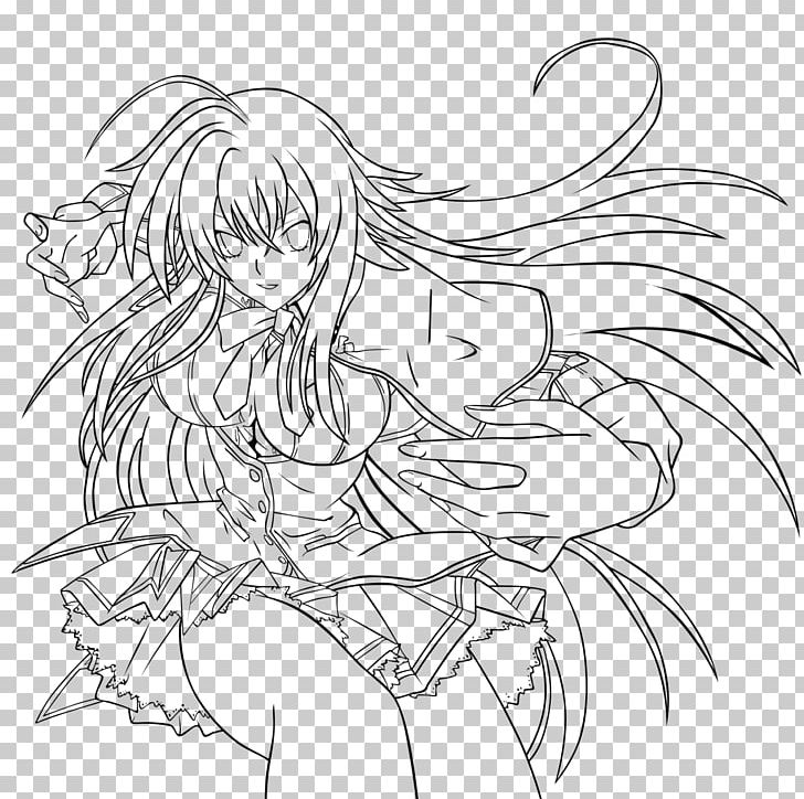 Rias Gremory Line Art Anime High School DxD PNG, Clipart, Anime, Artwork, Black, Black And White, Cartoon Free PNG Download