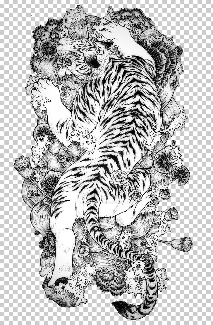 Tattoo China White Tiger Chinese Dragon PNG, Clipart, Bengal Tiger, Big Cats, Black And White, Carnivoran, Cat Like Mammal Free PNG Download