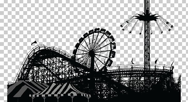 Amusement Park Ferris Wheel Roller Coaster PNG, Clipart, Amusement Park, Amusement Ride, Black And White, Building, Carousel Free PNG Download