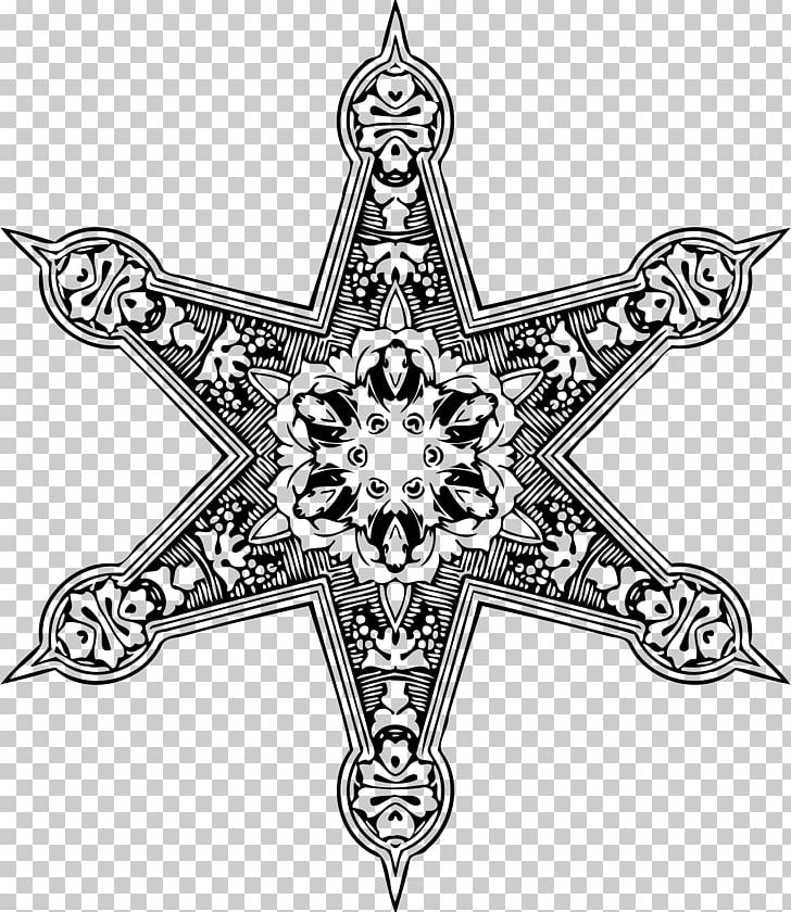 Star Ornament PNG, Clipart, Art, Black And White, Body Jewelry, Cross, Geometry Free PNG Download