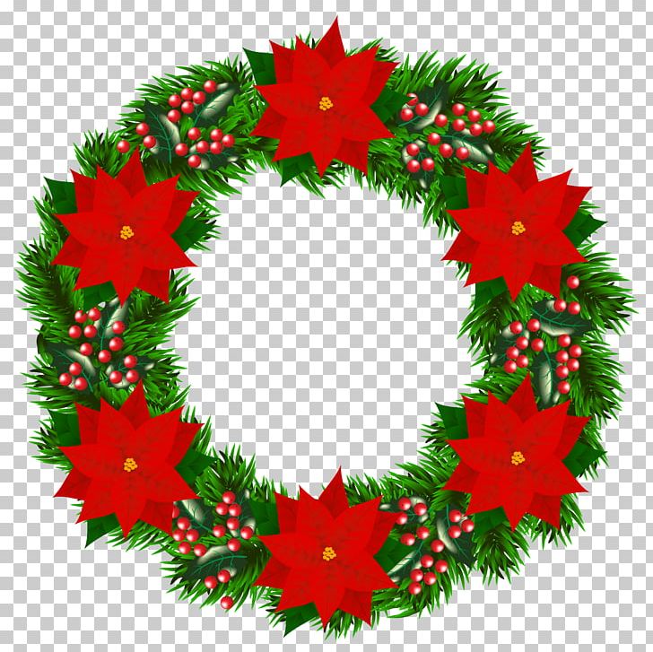 Poinsettia Christmas Wreath PNG, Clipart, Christmas, Christmas Decoration, Christmas Ornament, Circle, Conifer Free PNG Download