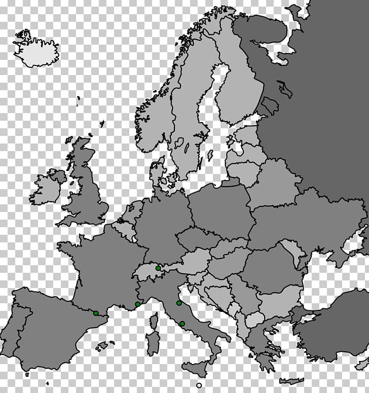 blank black and white map of europe