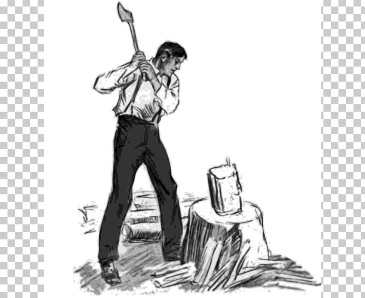 Woodchopping Lumberjack Drawing PNG, Clipart, Art, Black And White, Cartoon, Cord, Drawing Free PNG Download