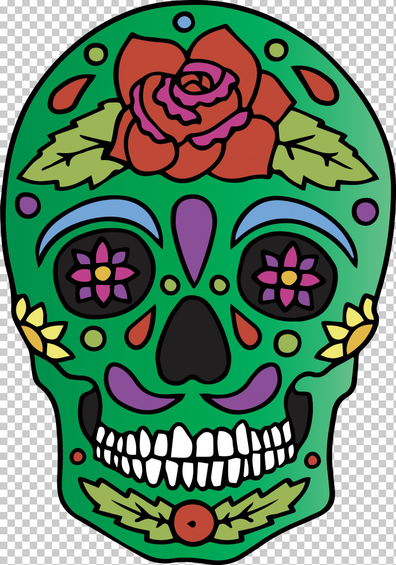 Skull Mexico Cinco De Mayo PNG, Clipart, Cinco De Mayo, Flower, Green, Mexico, Skull Free PNG Download