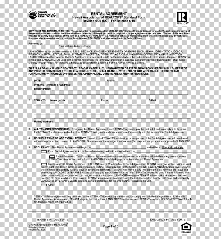 Rental Agreement Lease Contract Renting Form PNG, Clipart, Black And White, Commercial Property, Contract, Deed, Document Free PNG Download