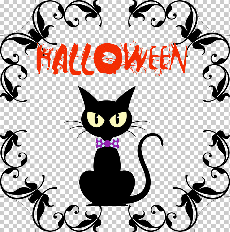 Happy Halloween PNG, Clipart, Black Cat, Cartoon, Cat, Digital Art, Drawing Free PNG Download