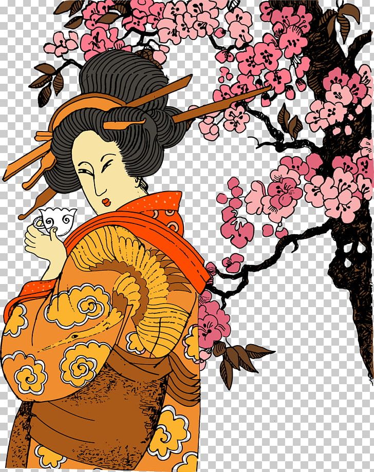 Japan Geisha Jidai Matsuri PNG, Clipart, Flower, Geisha Vector, Graphic Design, Handpainted Japanese Ji, Japanese Clothing Free PNG Download