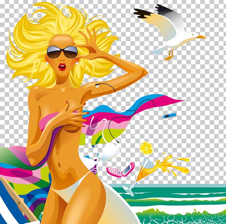 Beach Girl Euclidean PNG, Clipart, Cartoon, Cg Artwork, Computer Wallpaper, Encapsulated Postscript, Fictional Character Free PNG Download